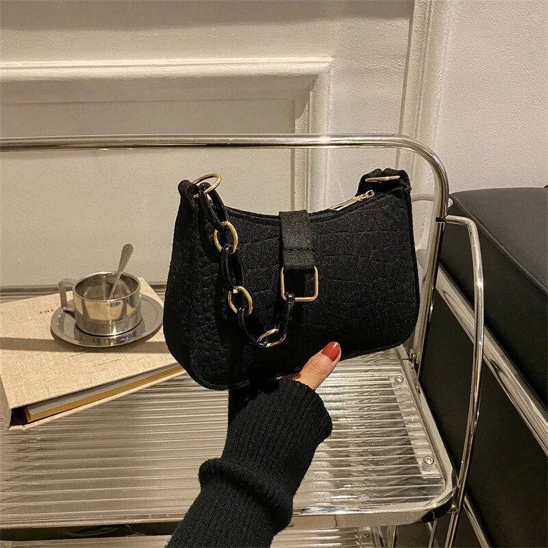 Women Bags On Sale - 레이디 펠트 겨드랑이 디자인 럭셔리 토트