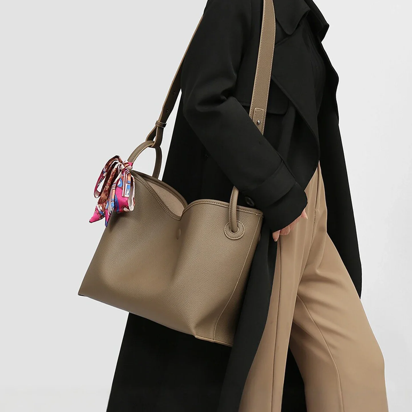 라이트 럭셔리 고급 여성용 토트백 PU 가죽 솔리드 컬 - Women'S Bags Handbags 리뷰 및 가격